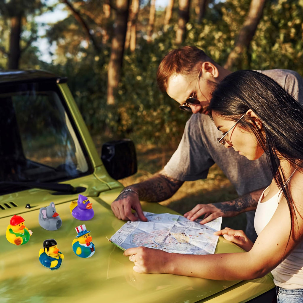 JOYIN 240 Pcs Rubber Ducks, Random Assortment Ducks Bulk with Mesh Carry Bag, Mini Rubber Duckies for Baby Bath Toys, Kids Toddler Summer Pool Toys Birthday Gifts Party Favors