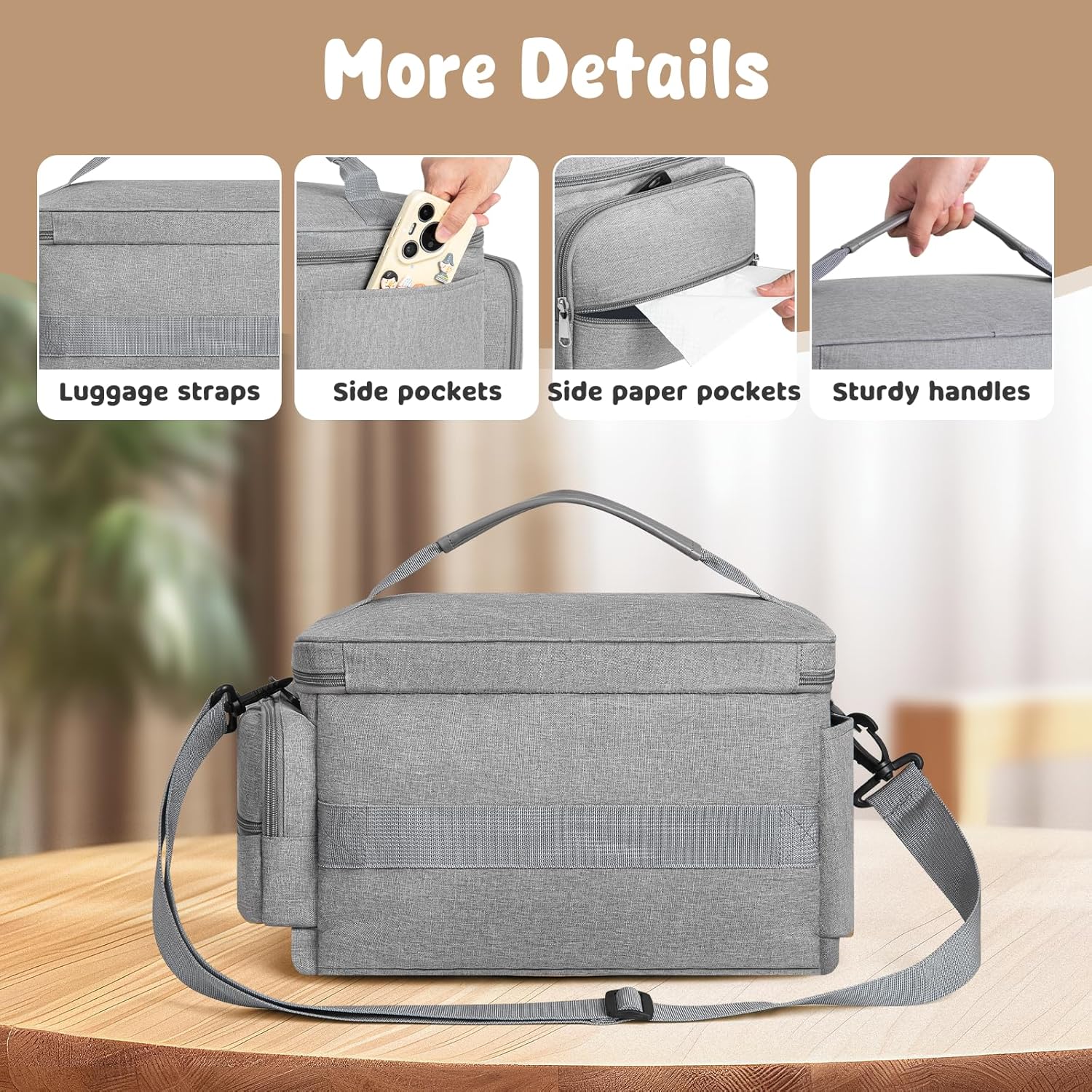 Breast Pump Bag for Spectra S1 S2 with Waterproof Mat, Breast Milk Cooler Bag for Pump Essentials, Pumping Bags for Working Mom Travel Camping, Grey