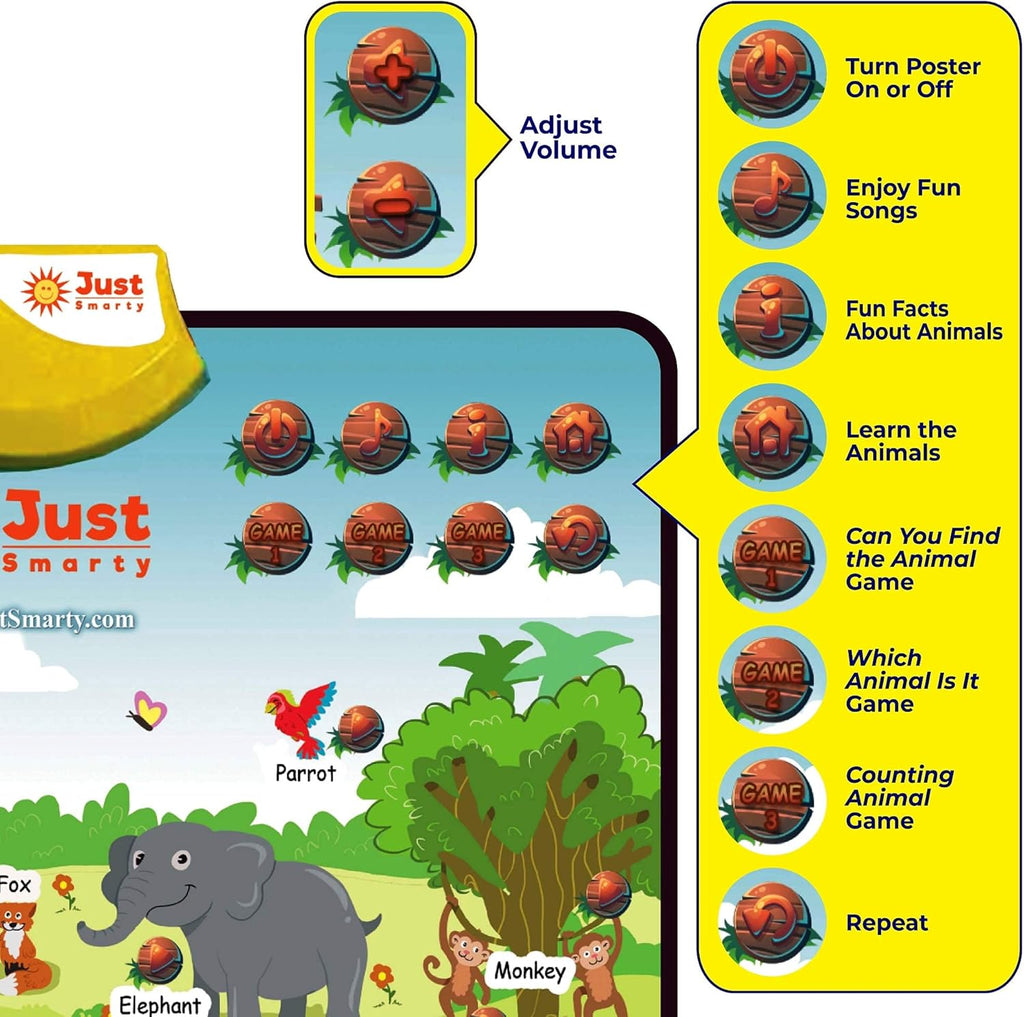 Zoo Animals Toddler Learning Toys Ages 3-6 | Sounds, Counting & Memory Games