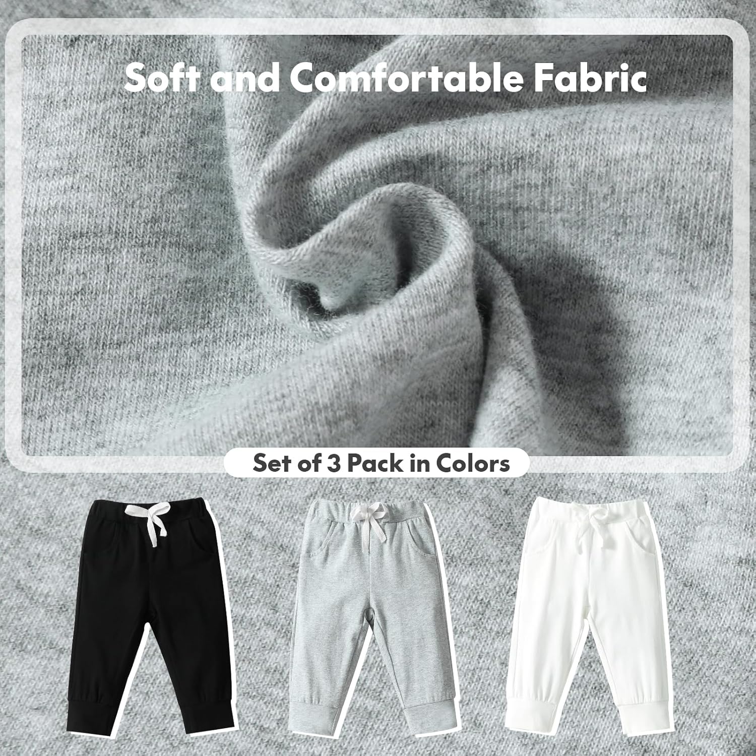 DREAM BUS Pack of 3 Toddler Jogger Pants with Pocket Toddler Boy Sweatpants Baby Boy Pants Infant Newborn Leggings