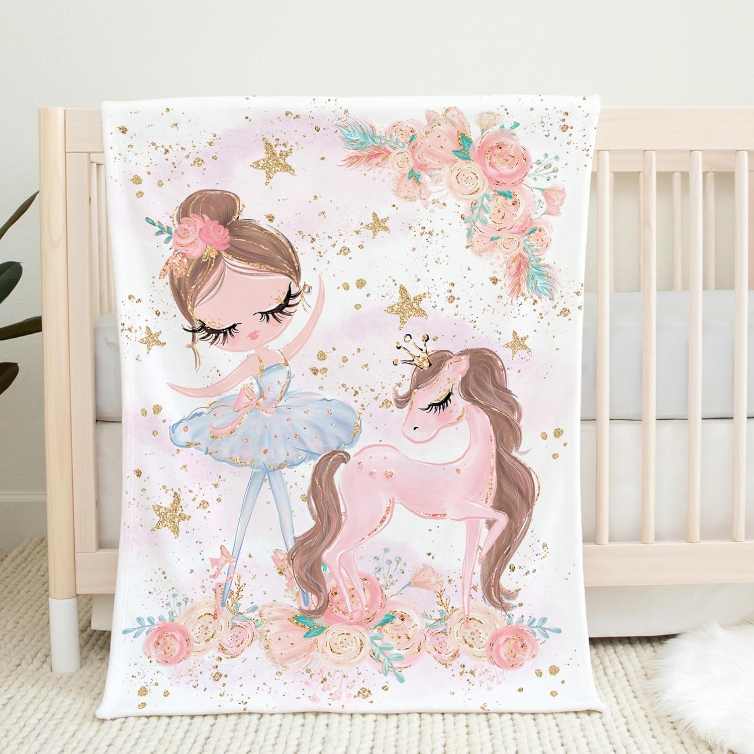 UNIQUE Little Ballerina Girl Ultra Soft Fleece Baby Blanket 30x40in, Ballet Baby Blanket, Girl