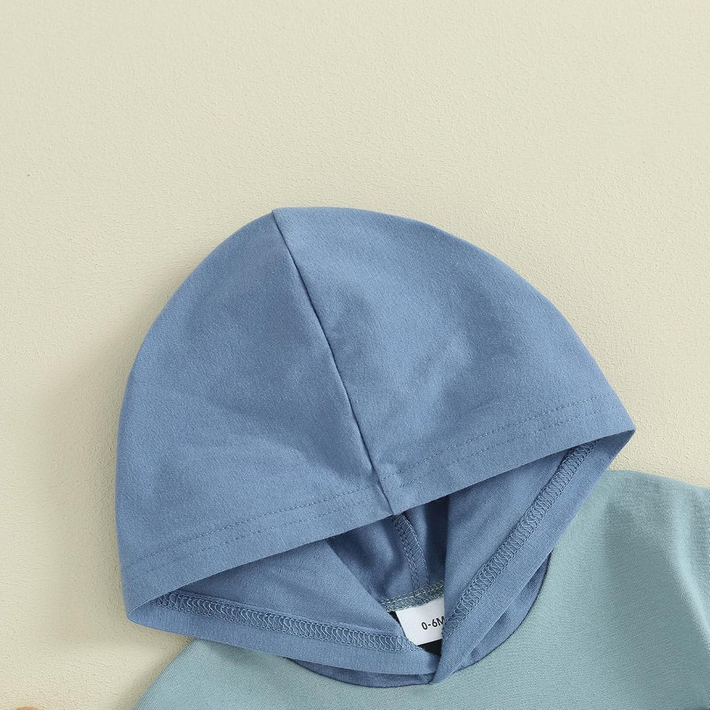 Toddler Baby Boy Summer Hooded Outfit Contrast Color Short Sleeve T Shirt Top Elastic Shorts Summer Clothes Set