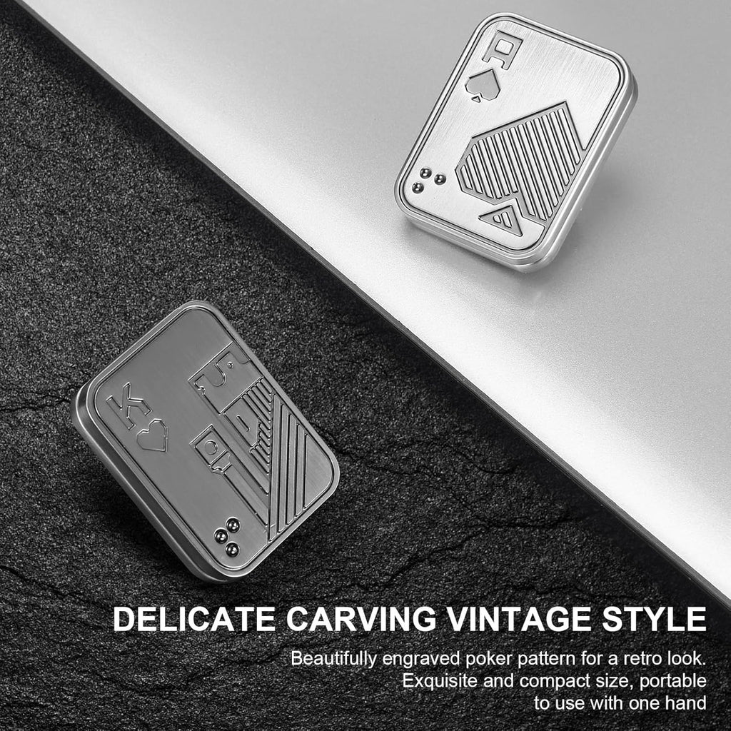 2Pcs Metal Fidget Slider, Metal Fidget Toy Fidget Slider for Adults Magnet Fidget Toy EDC Fidget Clicker Metal Poker Push Card Fidget Slider Stress Relief Toy,Silver