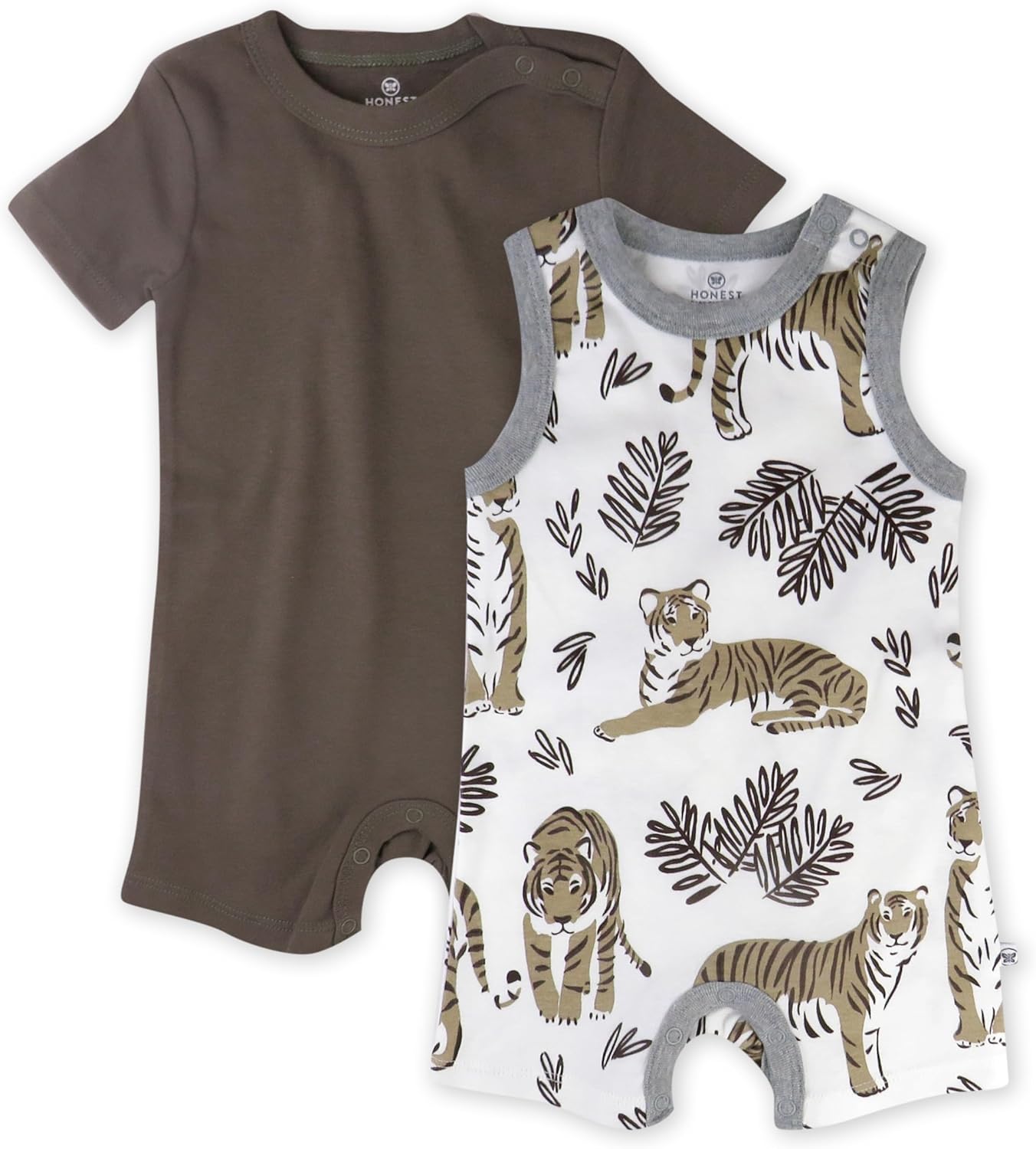 HonestBaby Short Sleeve and Tank Romper 100% Organic Cotton for Infant Baby and Toddler Boys