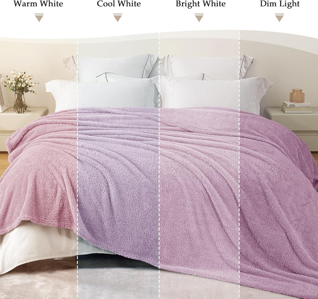 Exclusivo Mezcla Fleece Blanket for Couch, Soft and Cozy King Blankets for Women Men Girls Kids, Suitable for All Seasons, Light Purple, 90x104 Inches