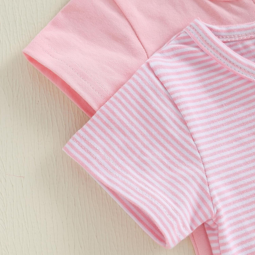 Merqwadd Baby Boy Girl 2 Pack Romper Short Sleeve Zipper Jumpsuit Plain Summer Clothes