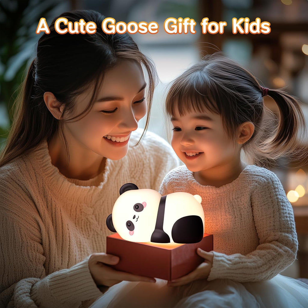 Lying Panda Night Light, Cute Baby Light 3 Level Dimmable, Nursery Nightlight for Snoothing, Sleeping Companion, Auto-Off 30Min Timer, Rechargeable Battry Cordless,