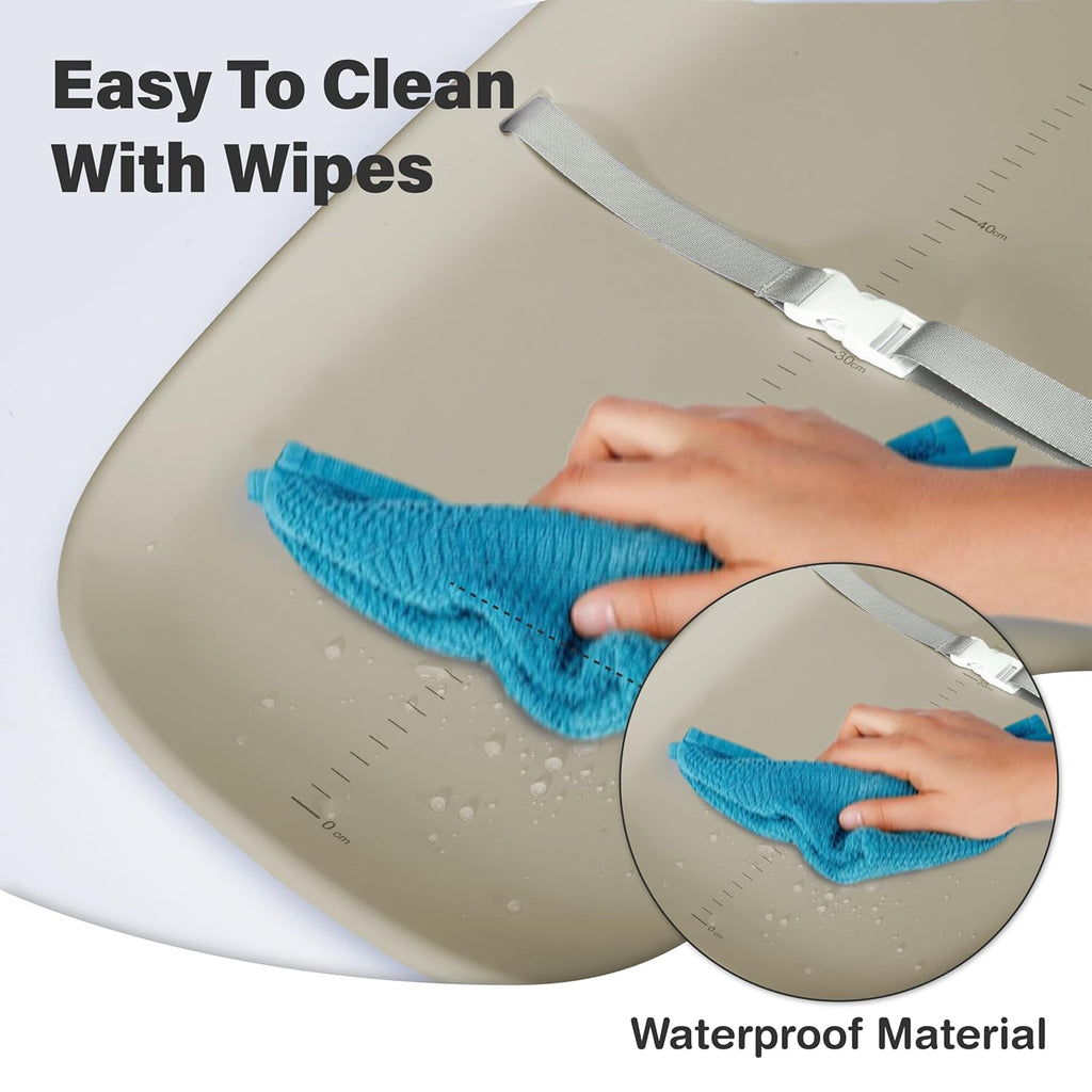 Baby Changing Pad, Soft, Lightweight and Portable, Waterproof and Easy to Clean, Large EVA Cushion for Comfort with Height Scale and Anti Slip Bottom (Oliver Green with Scale)