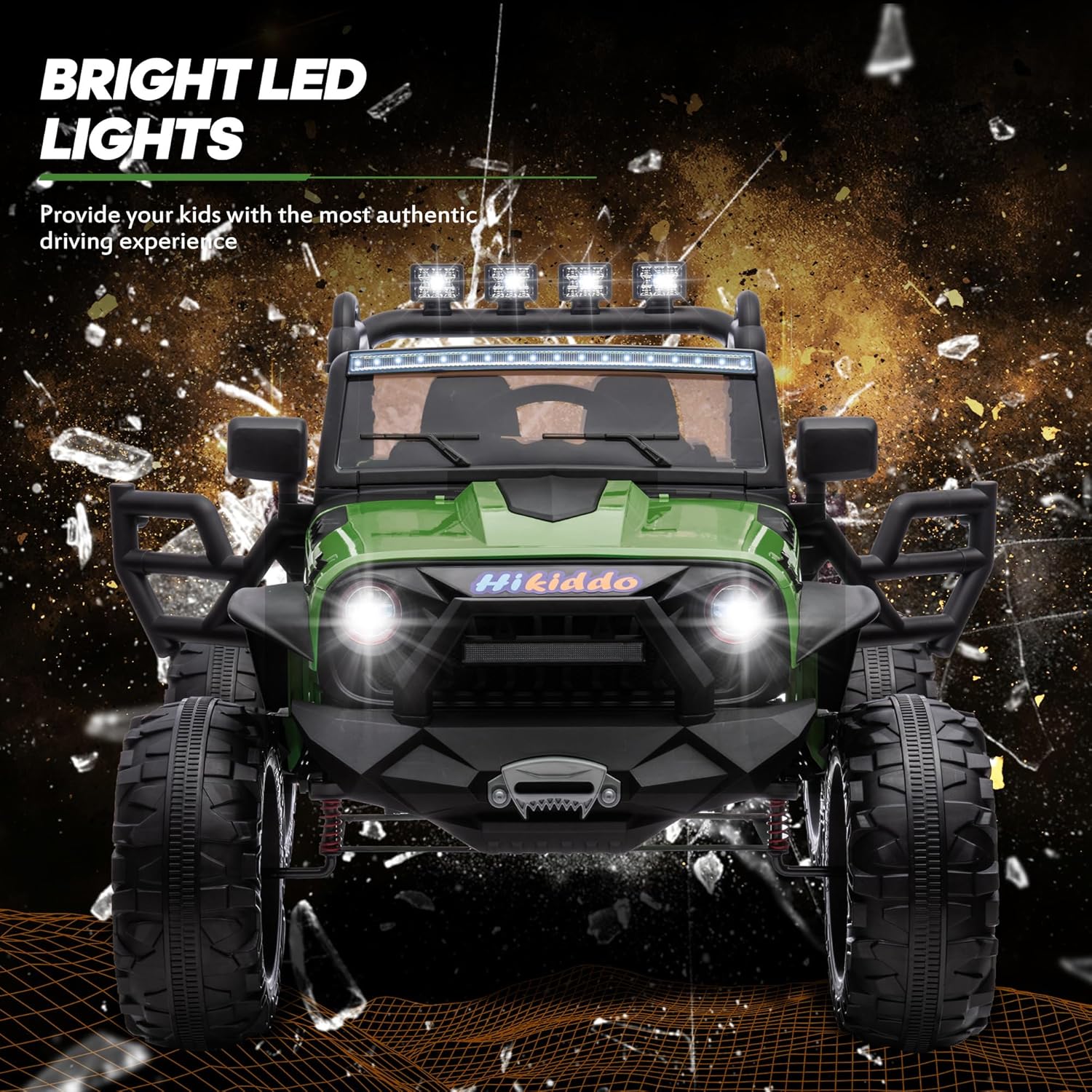 24V 9Ah Ride on Toy for Big Kids, 4x4 2 Seater Ride on Car Truck w/Remote Control, 4x200W Motors - Green