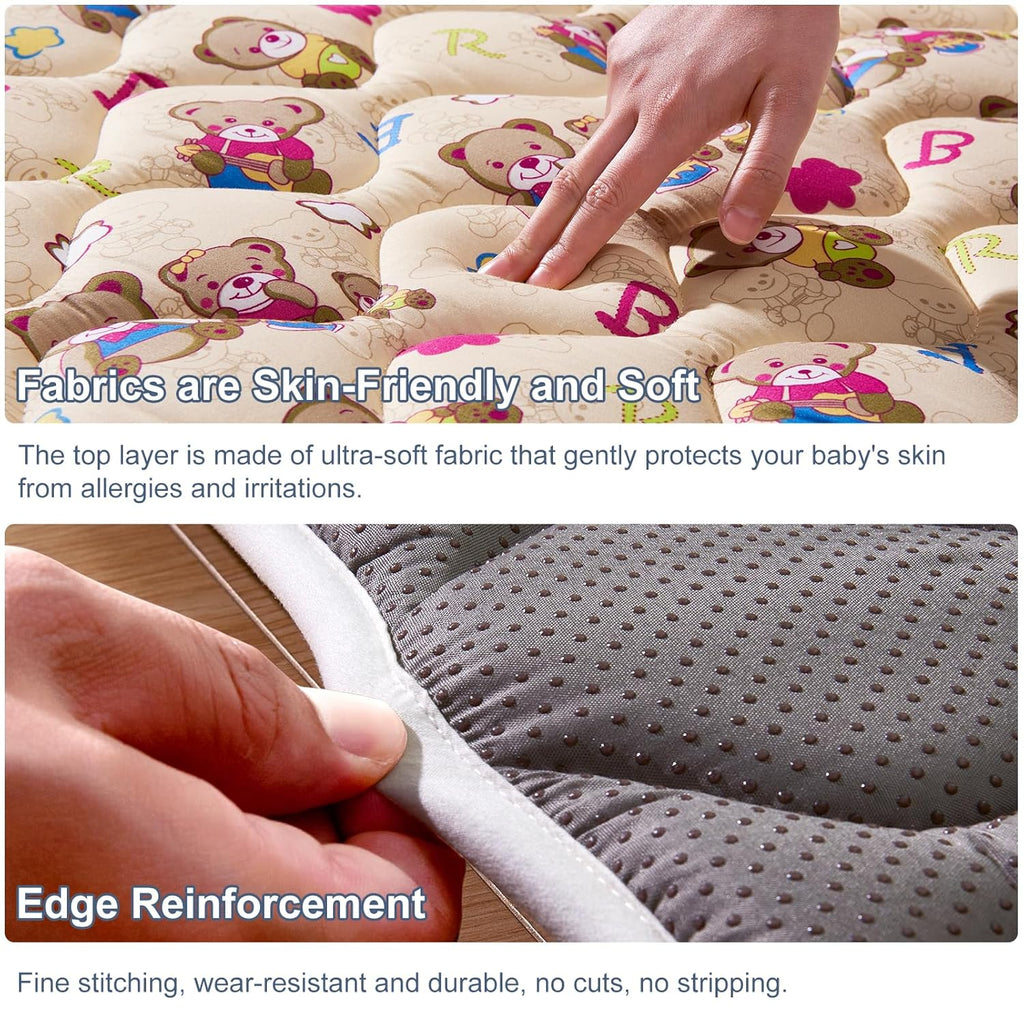 Vibe Bear High-Density Foam Baby Play Mat, 50x50 Inches Thicken One-Piece Comfortable and Soft Baby Playmat, Non Slip Washable Floor Mat for Infants, Toddlers