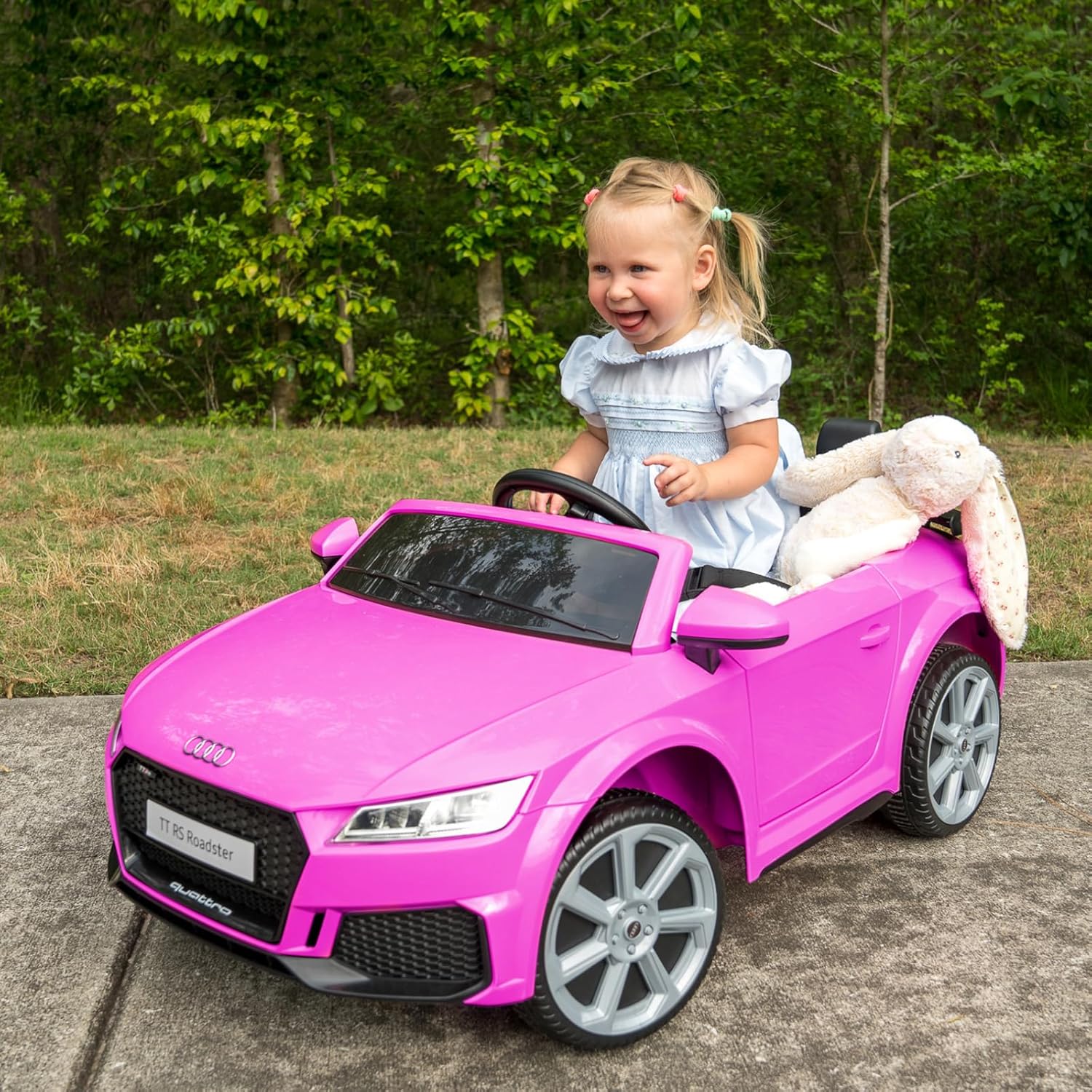 Electric Ride on Car for Kids, Licensed Audi 12V 7Ah Kids Ride-on Toy for Toddlers 3-5 Year Old Girls with Remote, Bluetooth - Hot Pink