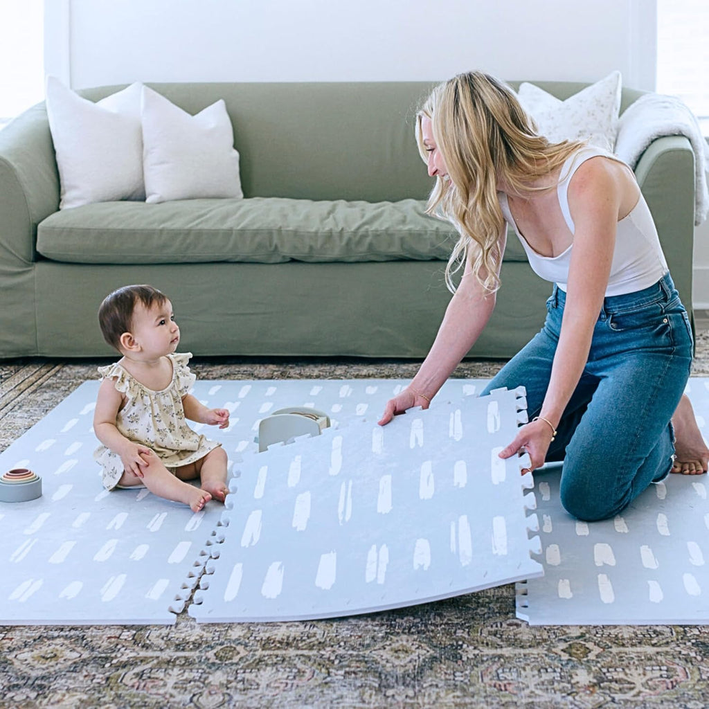 Baby Play Mats for Floor - Shoreline (4x6ft) - Premium EVA Foam Play Mat for Babies & Toddlers - Perfect for Tummy Time, Crawling, Playroom - Stylish & Comfortable Kids Play Mat