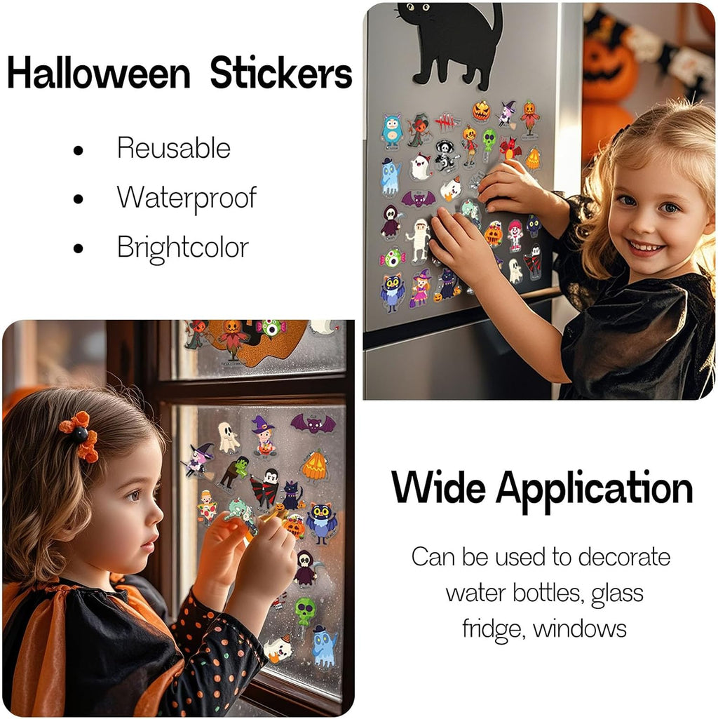 Halloween Reusable Sticker Books for Toddlers 3+, Halloween Stickers for Kids, Sticker Book for Toddlers 3+ Years, Halloweens Gifts for Kids Girls Boys