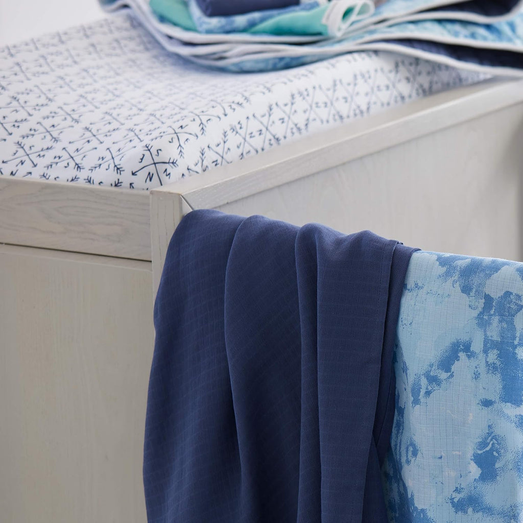 HonestBaby unisex baby Organic Cotton Changing Pad Covers (Set of Two) Winter Accessory Set, Compass/Navy, One Size US