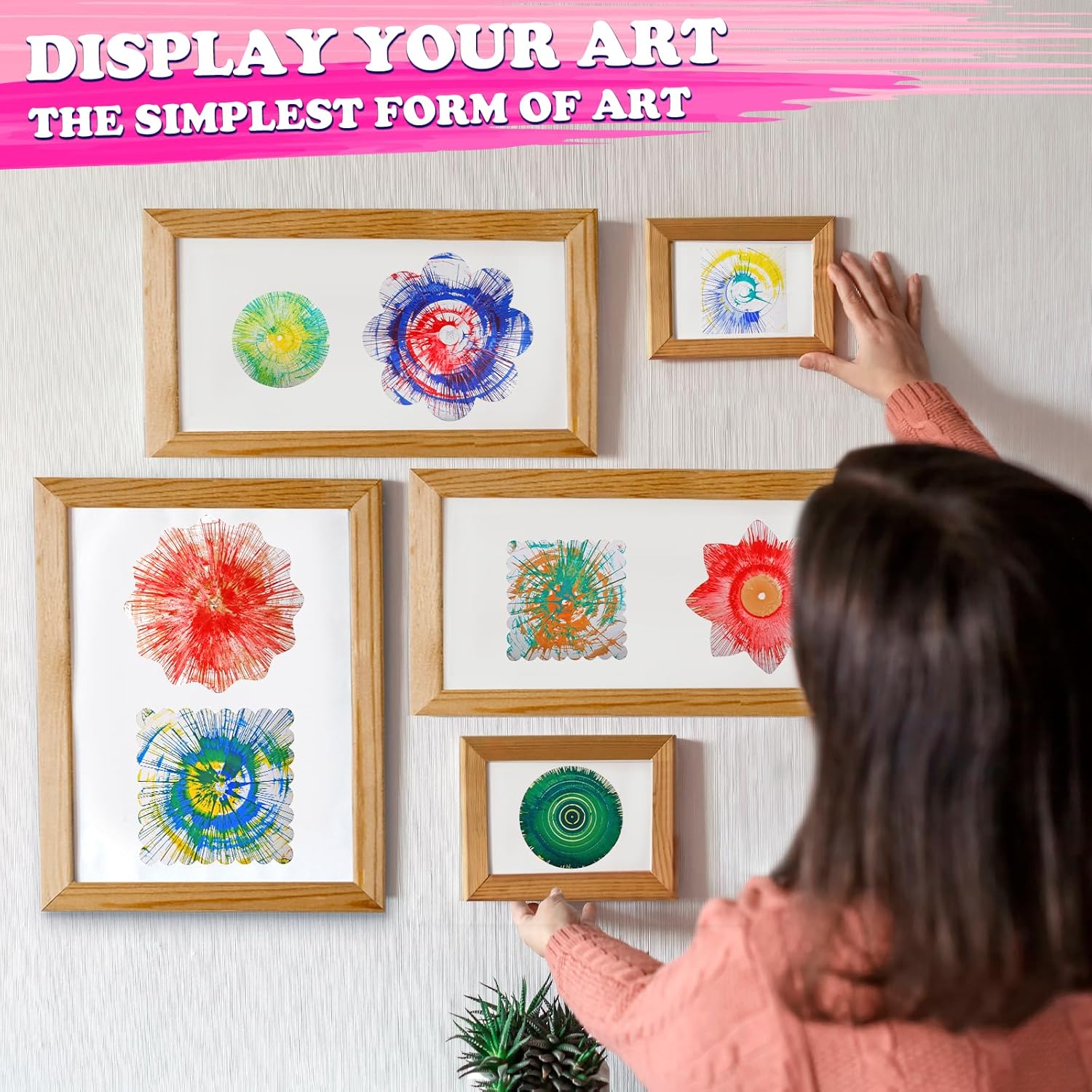 Arts and Crafts for Kids Ages 4-8,Paint Spin Art Machine Kit,Art Craft Set for 6-9 Year Old,Cool Painting Spinner Toys Kits Set,Art Supplies Birthday Gifts for Boy Girl Ages 6 7 8 9 10 11 12 Pink