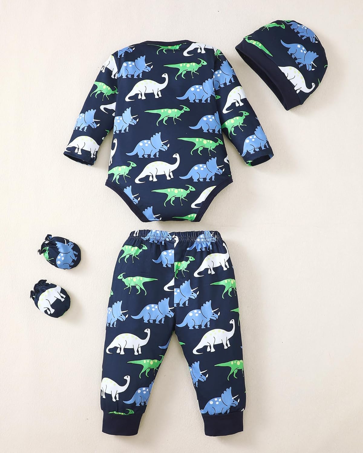 NZRVAWS Newborn Baby Boy Girl Clothes Unisex Infant Romper Pants Set Hat 4-Pack Outfits 0-12 Months 16 Pieces Toddler