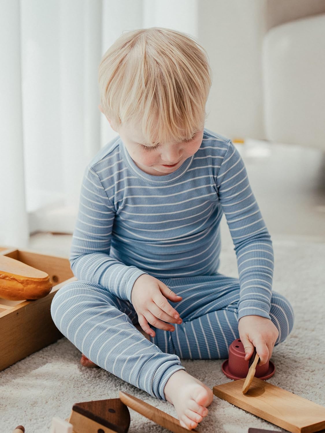 AVAUMA Stripe Pattern Baby Boys Girls Pajama Set Kids Toddler Snug fit Ribbed Sleepwear pjs for Daily Life Style