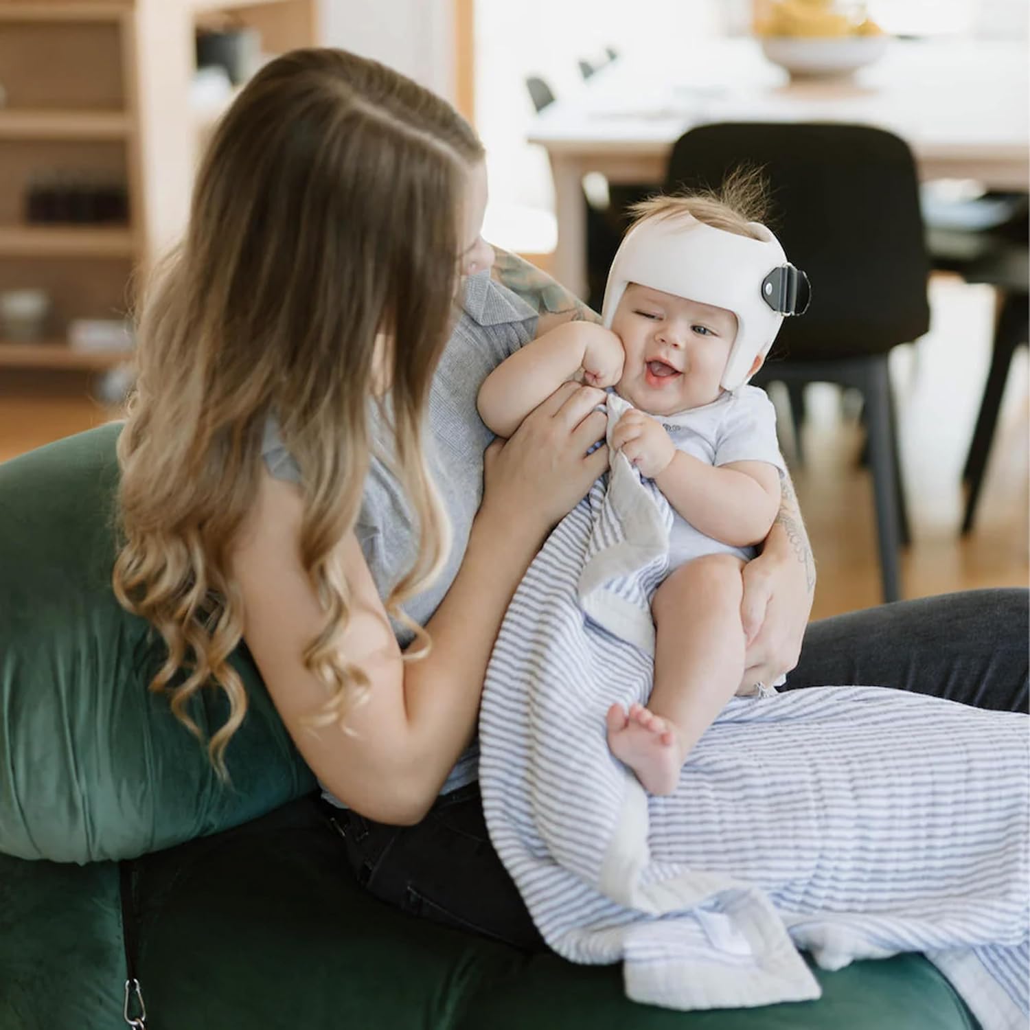 Little Unicorn Newborn Receiving Quilt | Ultra- Soft, Multi-Layered Muslin Fabric | Gift for Newborns & on-The-go (Grey Stripe)