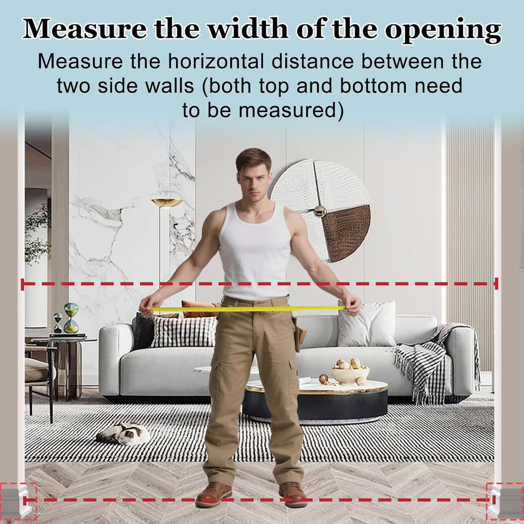 WAOWAO Triple Lock Baby Gate Extra Wide 62.59-67.32" Pressure Mounted Walk Through Swing Auto Close Safety White Metal Dog Pet Puppy Cat for Stairs,Doorways,Kitchen