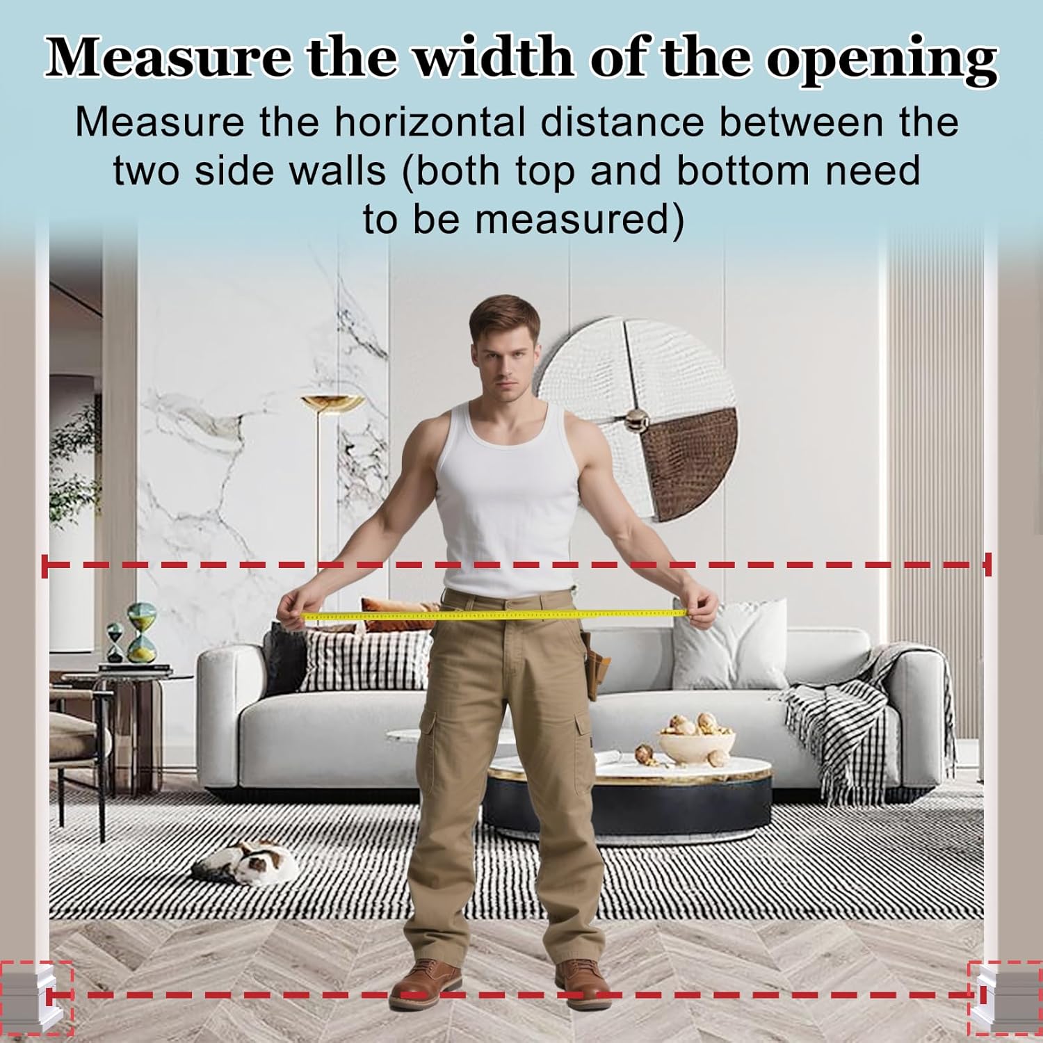 WAOWAO Triple Lock Baby Gate Extra Wide 76.77-81.49" Pressure Mounted Walk Through Swing Auto Close Safety White Metal Dog Pet Puppy for Stairs,Doorways,Kitchen