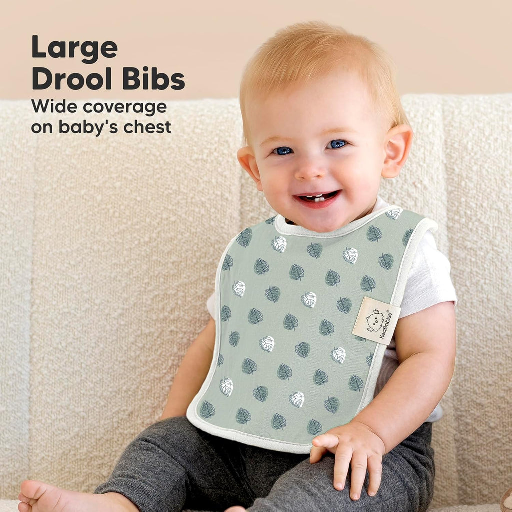 KeaBabies 8-Pack Organic Baby Bibs for Boys, Girls - Super Absorbent Cotton Drool Bibs for Baby Girl & Boy, Teething Toddler, Drooling Newborn, Ultra Soft & Machine Washable (Beach Day)
