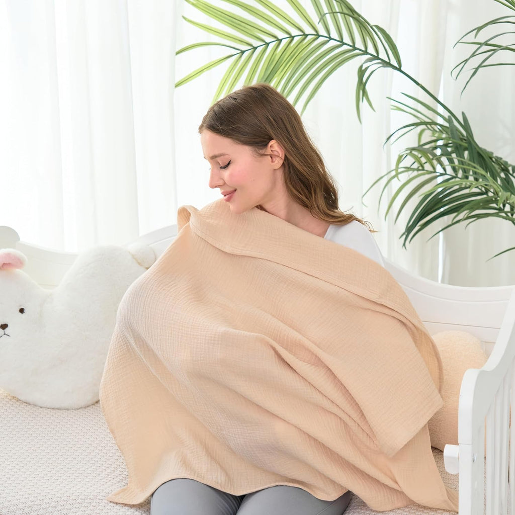 Baby Muslin Swaddle Blanket for Boys and Girls,4-Pack Breathable and Skin-Friendly,Wrap Soft Silky Cotton Muslin Swaddle Blankets (Rose Pink)