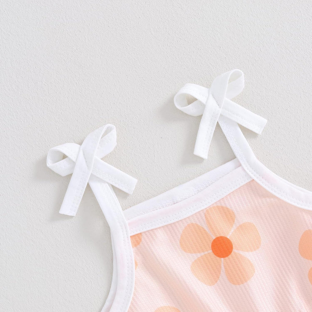 WZTYYDS Toddler Baby Girl Summer Clothes Floral Romper Tie-Up Strap Halter Jumpsuit Infant Summer Sling Playsuit 6M-3T