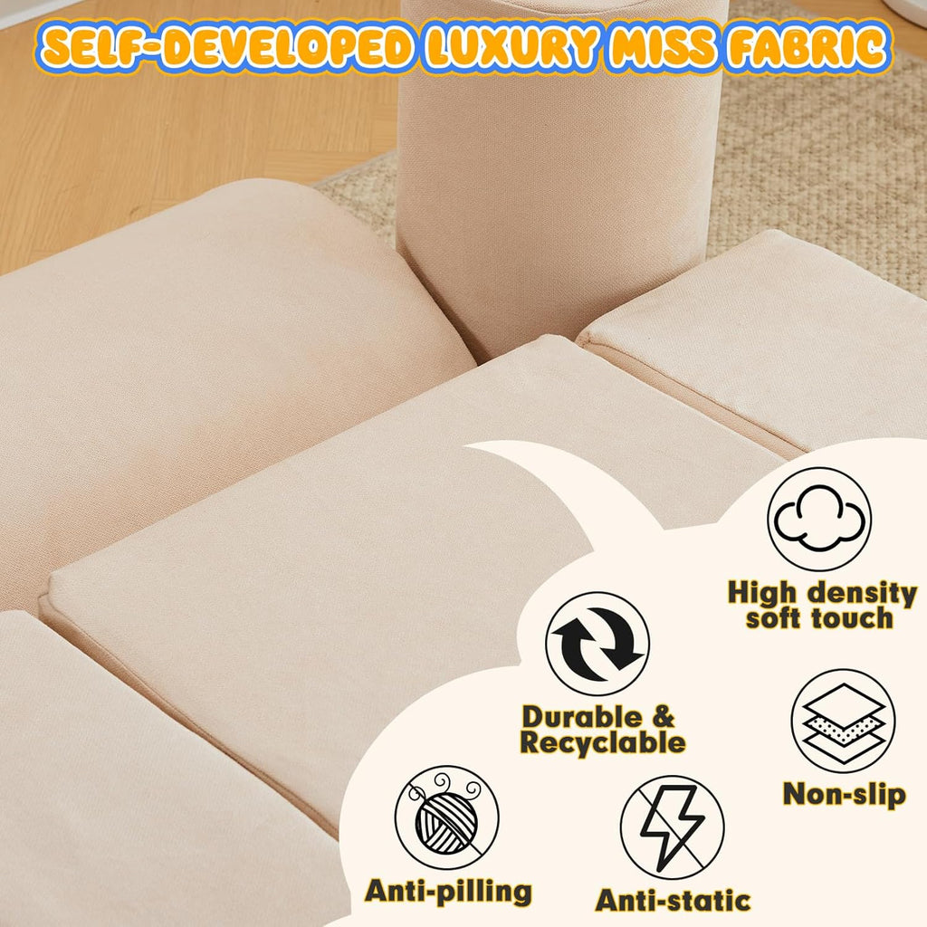 jela Foam Blocks 6Pcs Soft Play Equipment Luxury Miss Fabric, Toddler Climbing Toys Indoor Soft Play Climbing for Toddlers, Lightweight Climbing Blocks for Babies, Kids, Climb and Crawl Foam Playset