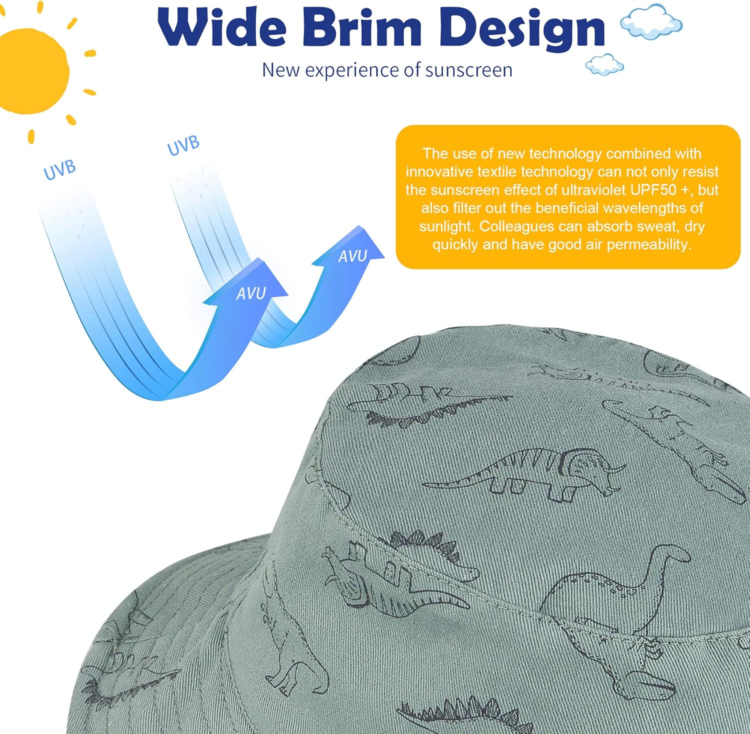 Durio Baby Bucket Sun Hat Toddler Hats Summer Beach Hat UPF 50+ Sun Protection Bucket Hats for Kids Baby Boy Girl Gifts 2Pack