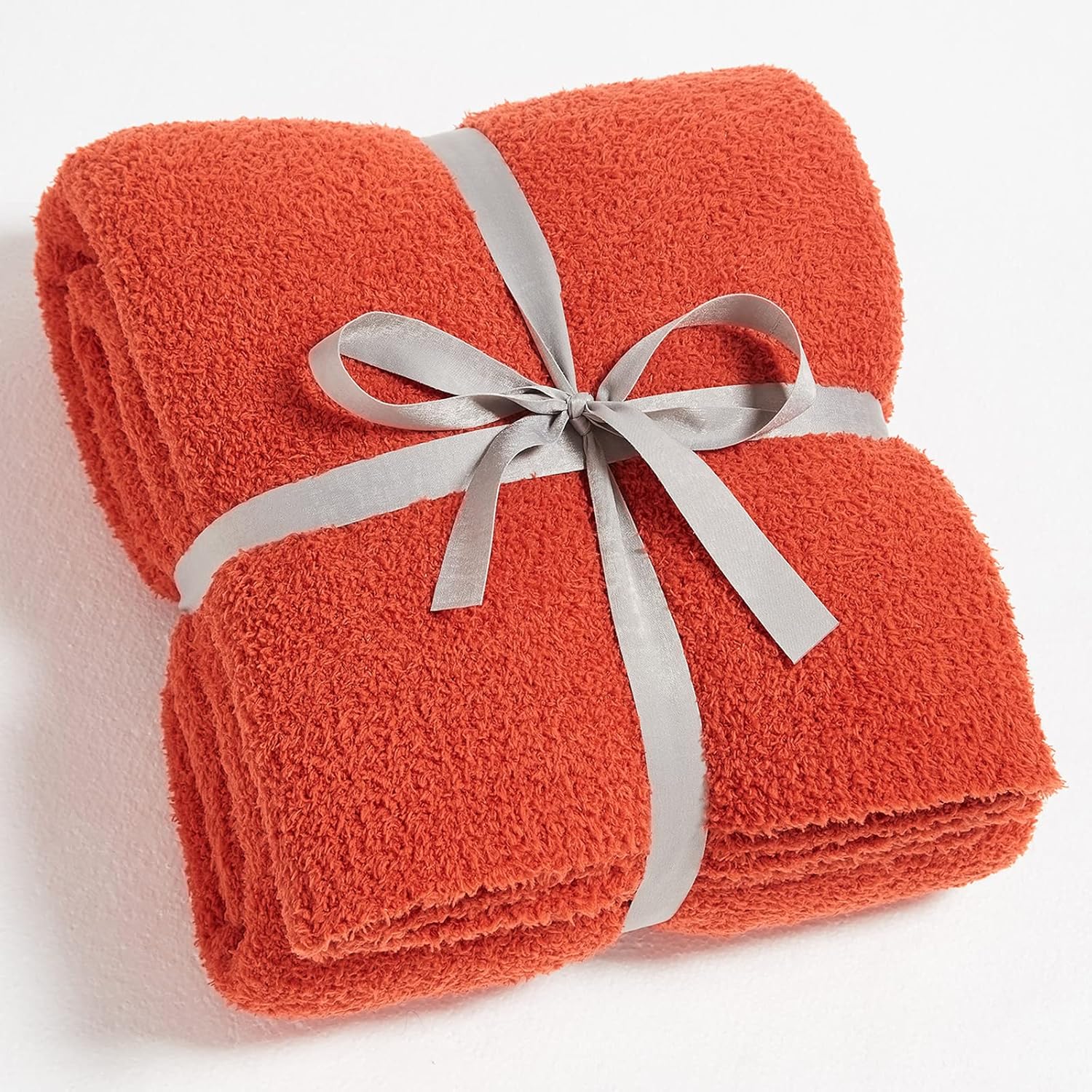 CYMULA Knit Fall Throw Blanket for Couch Orange-Super Soft Lightweight Plush Fuzzy Fluffy Cozy Blankets and Throws for Sofa Bed, 50x60 inches