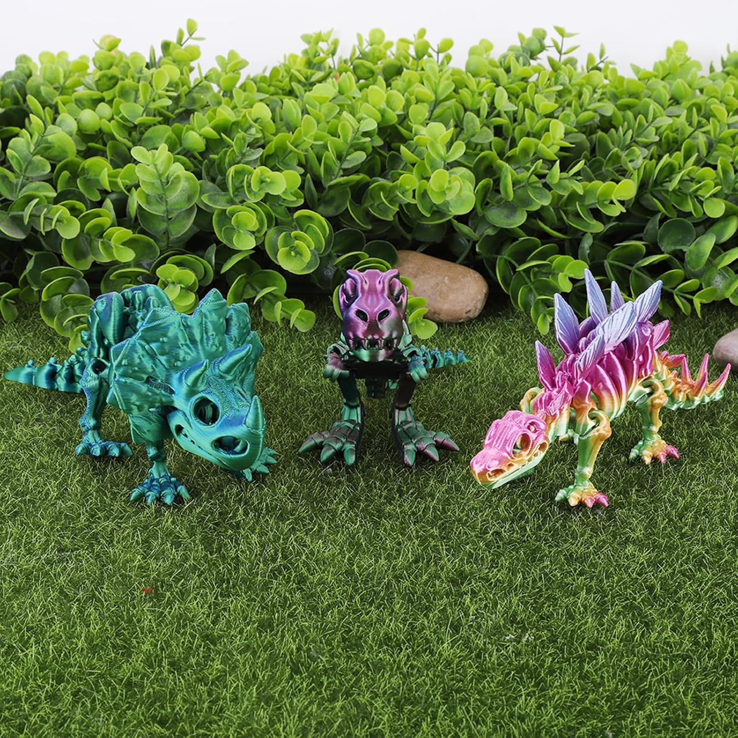 3D Printed Dinosaur Toy, Articulated Tyrannosaurus Rex Stegosaurus Triceratops - Mystery Crystal Dinosaur Flexible Toys,Flexible Fidget Toy for Autism/ADHD,Birthday Gift/Desk Toy/Home Decoration