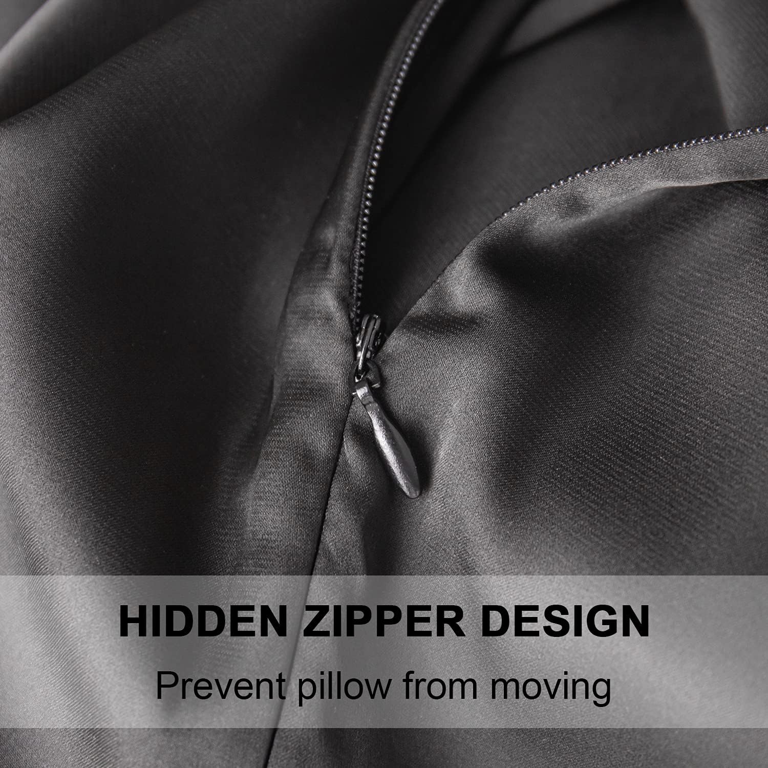 Mulberry Silk Pillowcase for Hair and Skin,Queen Size Cooling Silk Pillow Case with Hidden Zipper,Allergen Proof Dual Sides Soft Breathable Smooth Silk Pillow Cover for Women(Queen,Black)