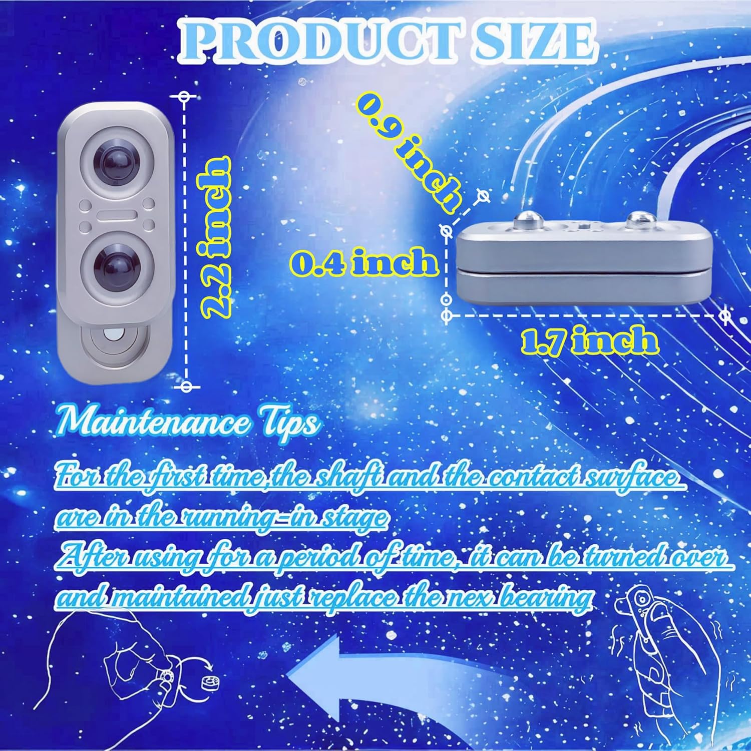 New Abstract Owl Shape Design Fidget Slider,Men's EDC Hand Slider,Poker Push Card Stress Relief Toys,Interesting Fidget Toys for Adults/Office Desk Toys Gifts for Boyfriend and Father (Silvery-Black)