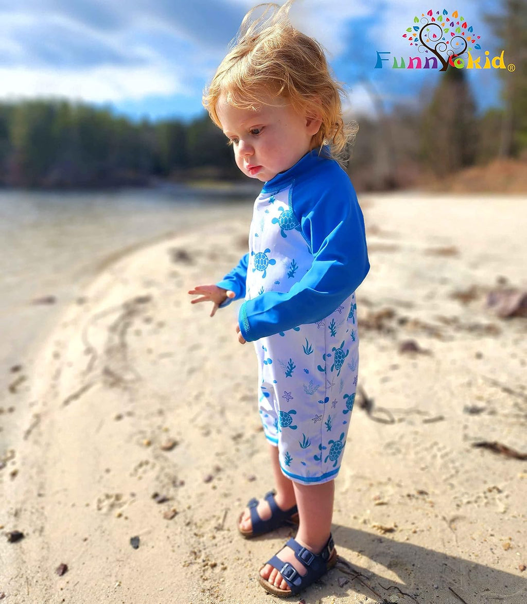 Funnycokid Baby Swimsuit Boy Toddler Bathing Suit Rash Guard UPF 50+ Swimwear 6 Months-4T