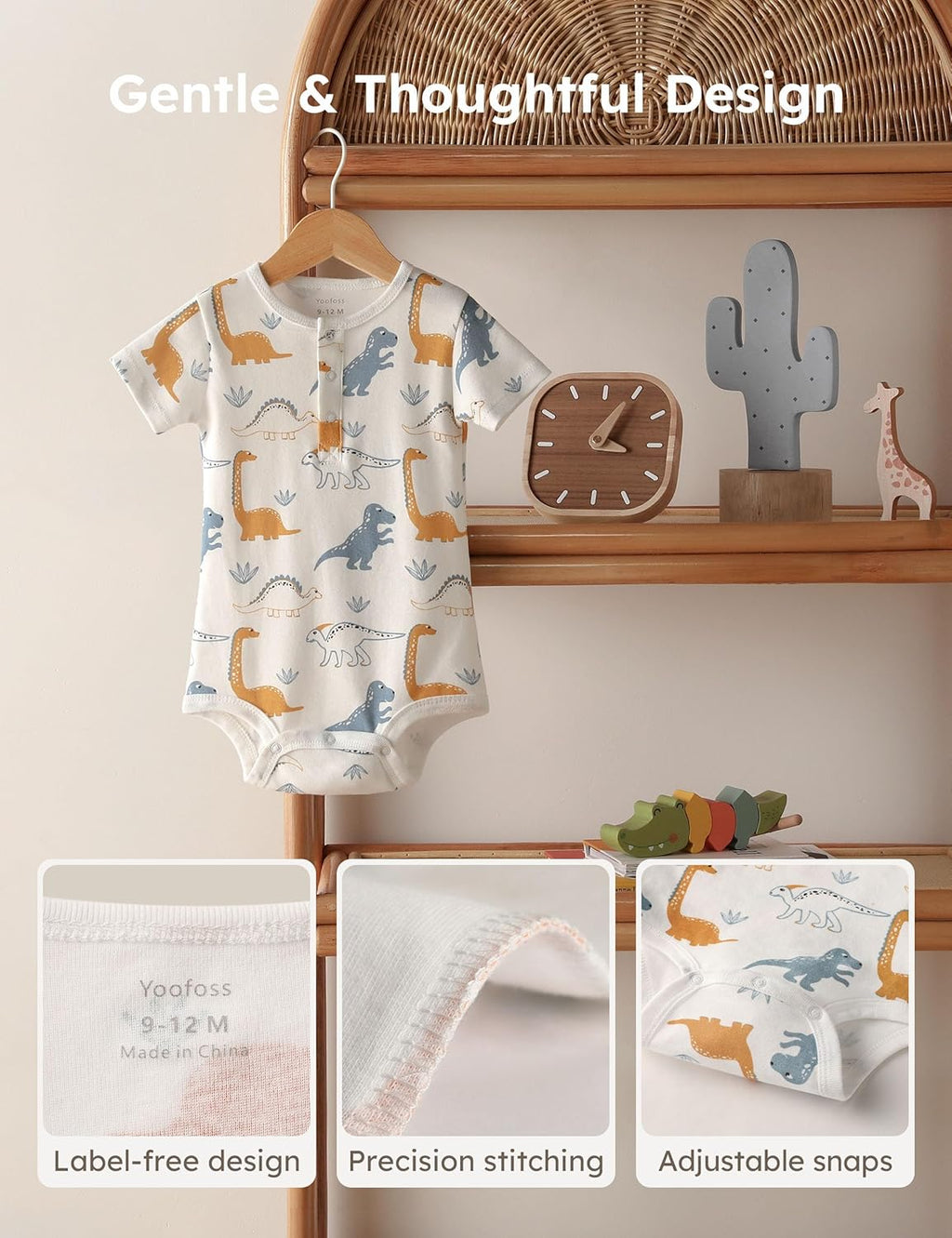 Yoofoss Baby Bodysuits 100% Organic Cotton Short Sleeve Infant Romper for Boy and Girl Baby Clothes, Soft Breathable