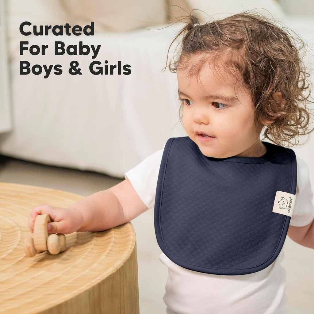 8-Pack Organic Baby Bibs for Girls, Boys - Quilted Cotton Cloth Baby Drool Bibs for Drooling and Teething Toddler, Newborn, Infant, Soft & Super Absorbent (Moor)