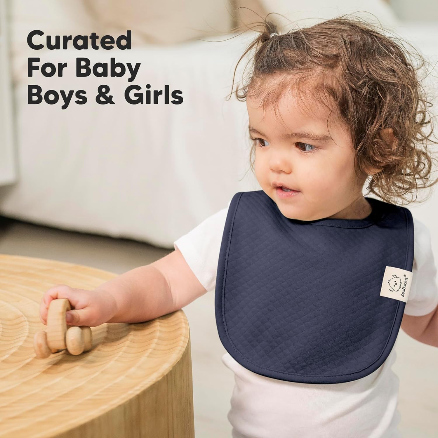 8-Pack Organic Baby Bibs for Girls, Boys - Quilted Cotton Cloth Baby Drool Bibs for Drooling and Teething Toddler, Newborn, Infant, Soft & Super Absorbent (Moor)