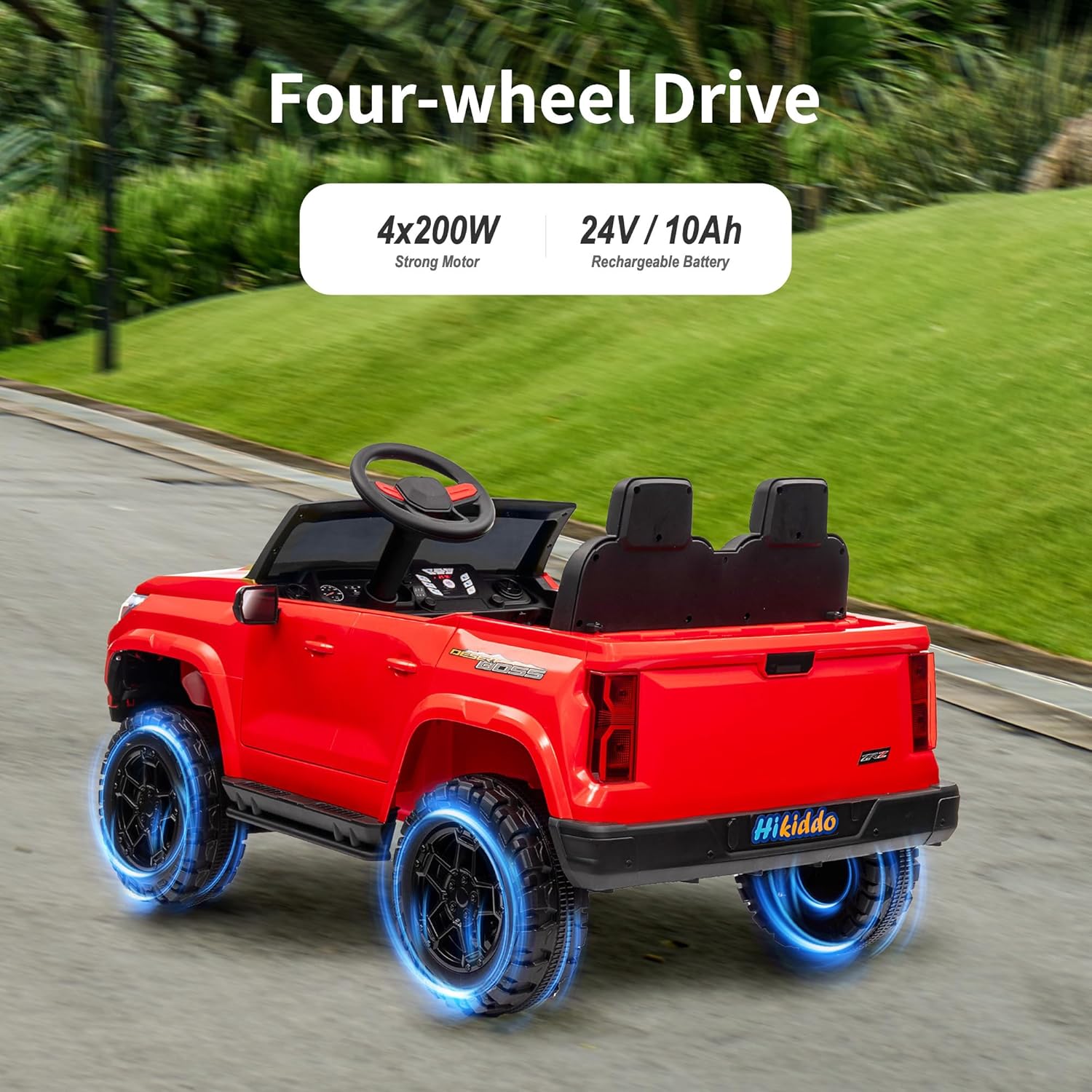 24V 10Ah Ride on Toy for Big Kids, 4WD 2 Seater Electric SUV Kids Car to Drive w/Remote Control, 4x200W Motors - Red