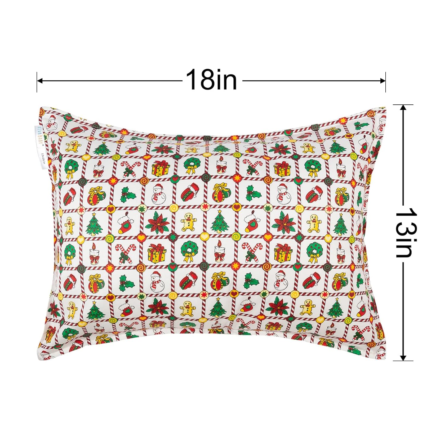 ALVABABY Toddler Pillowcases 2 Pack Organic Cotton Kids Pillow Cover Fit 13"x 18" or 12"x16" Envelope for Girl Boy Sleepy Travel(Pillowcase Only)