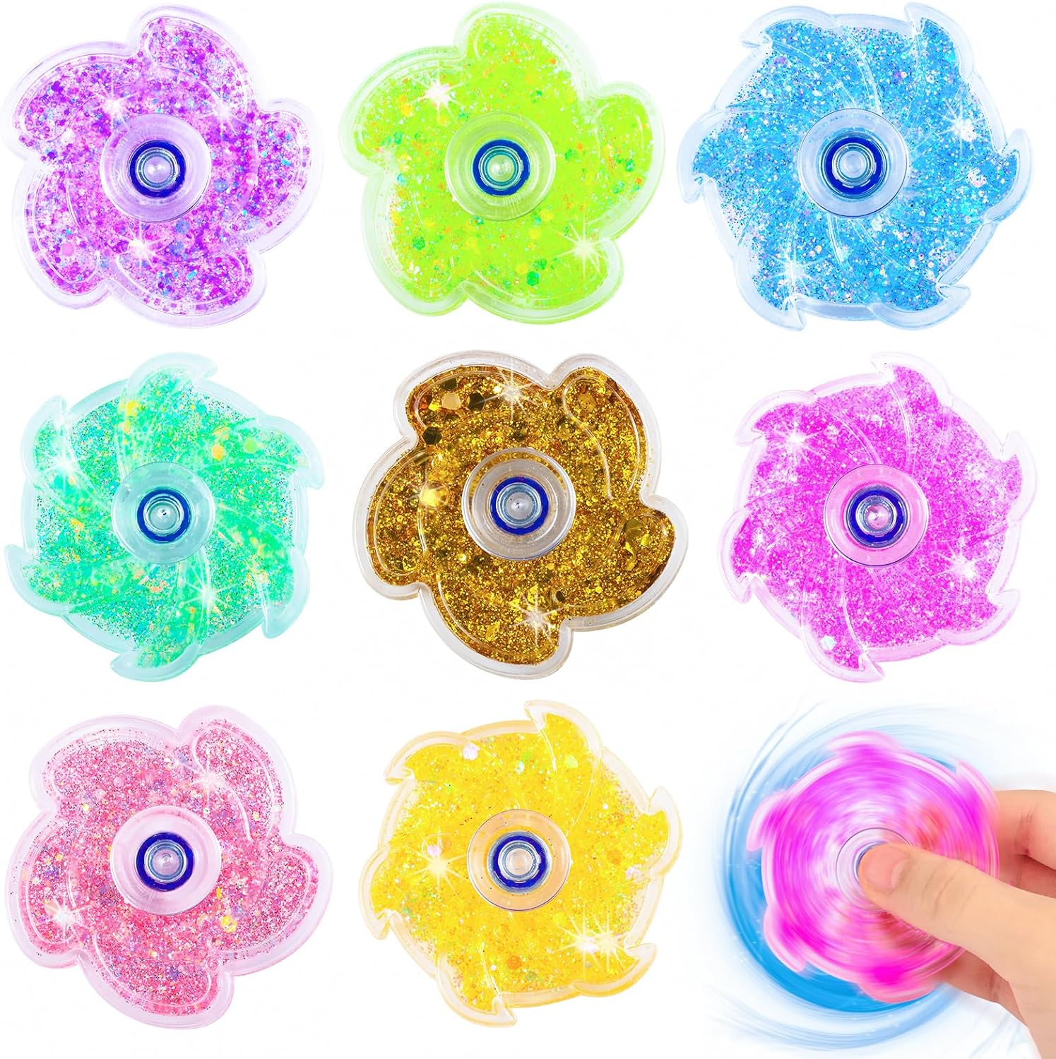 Fidget Spinners 8 Pcs for Kids and Adults Stress Relief Sensory Toys for Boys and Girls Fingertip Gyros for ADHD Autism for Kids Gifts (Fidget Toy 8pcs)