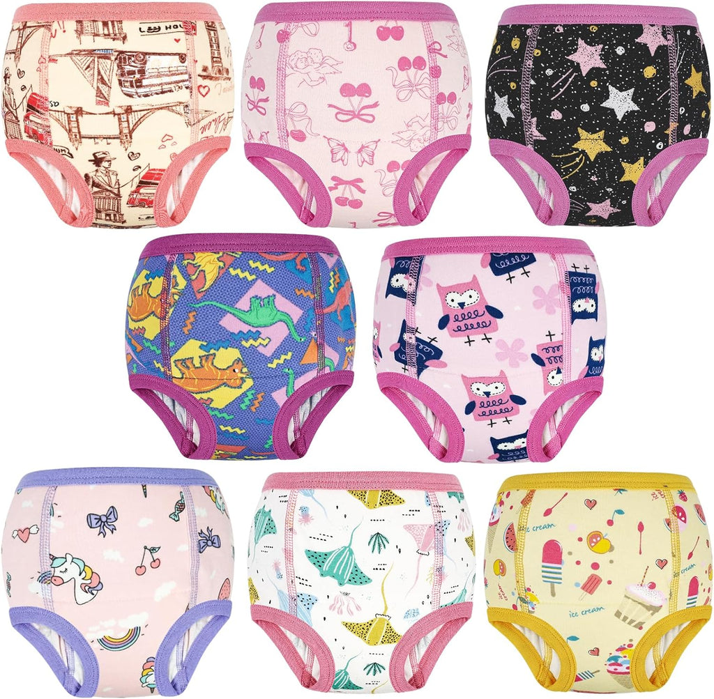 MooMoo Baby Absorbent Potty Training Pants 8 Packs Cotton Training Underwear for Girls 5T