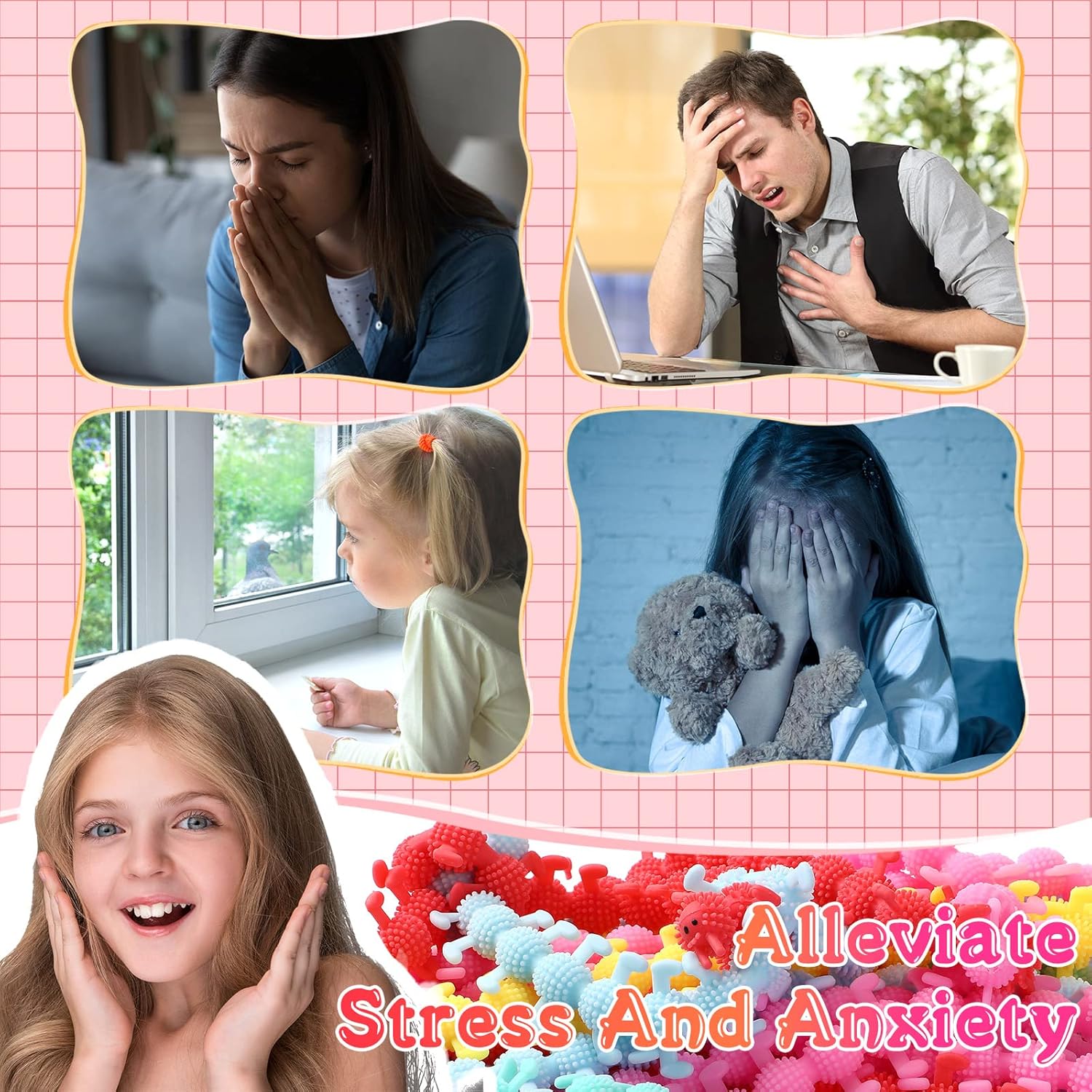 Chivao Bulk Stretchy String Fidget Toys Animal Sensory Toys Pack Worm Sensory Stress Fidget Toys for Adults Stress Anxiety Relieve Relaxing Party Favors(150 Pack, Worm Style)