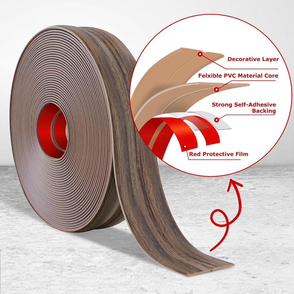 Flexible Wall Corner Protector Moulding Trim Peel and Stick Wall Corner Guards Edge Protector Self Adhesive Molding Trim Strip for Edge Ceiling (Smoked Brown Wood Grain, 1.6 in x 20 Ft)