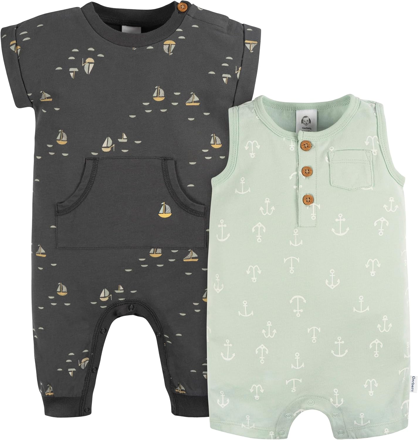 Gerber baby-boys Short Leg and Long Leg Romper Set
