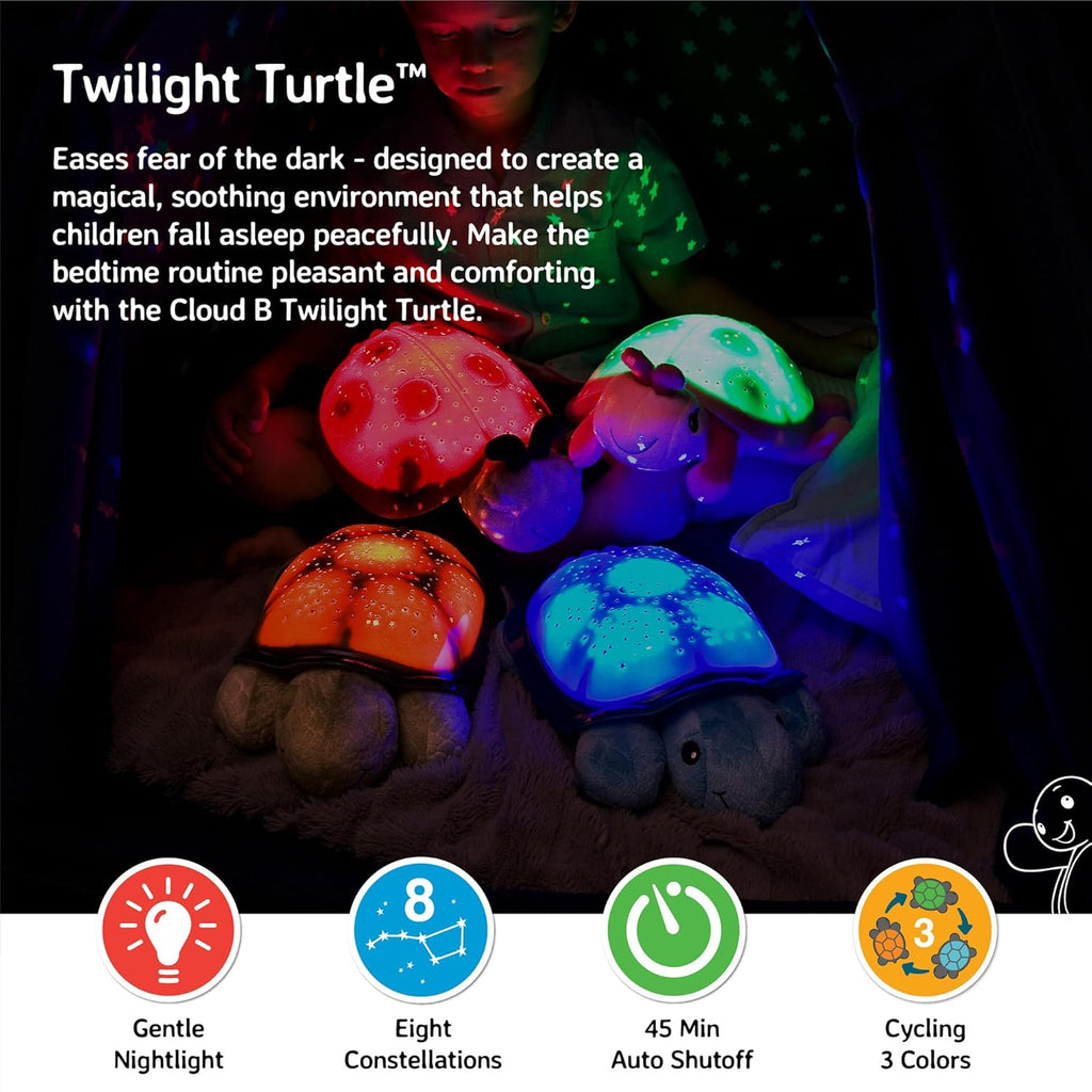 Cloud b Calming Nightlight Star Projector | Gentle Brightness | 3 Colors | 8 Constellations | Auto-Shutoff | Twilight Turtle Blue