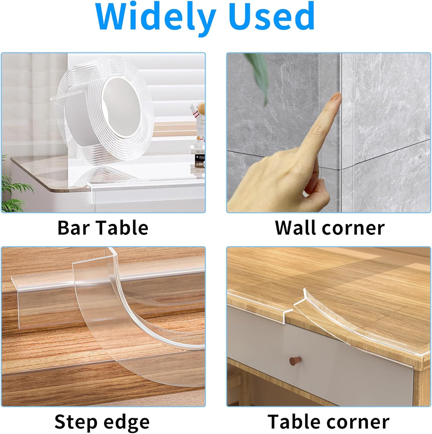 1.57 in x 13.12 FT,Edge Corner Protector Baby Proofing,Soft Clear Furniture Table Corner Guard & Edge Safety Cabinet Door Bumper,Crib Bumpers,Wall Protector