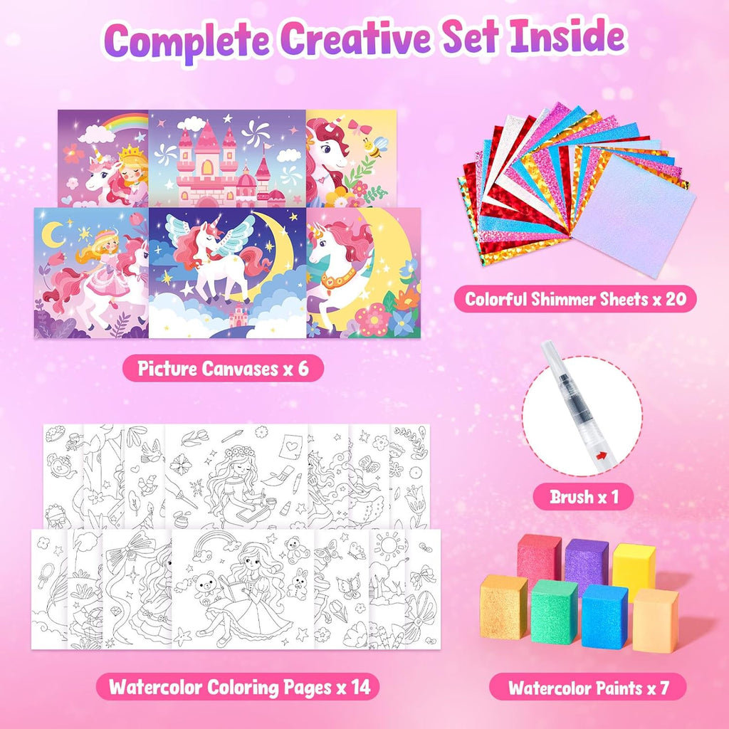 JoyCat Paint with Water Coloring Books, Art & Craft Activity, Princess No Mess Art for Kids Ages 4-8, Craft Kits & Supplies, DIY Creative Activity, Presents for Girls & Boys
