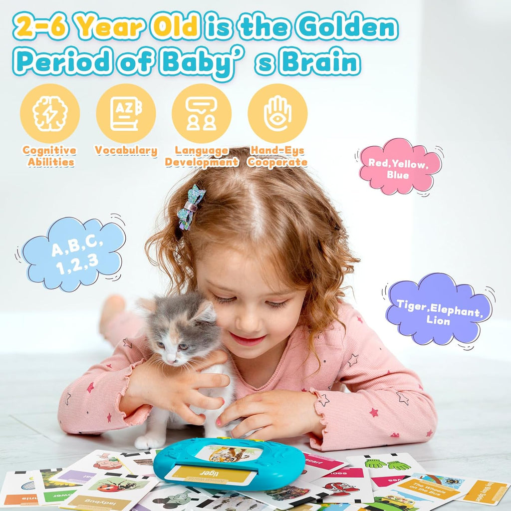 Toddlers Talking Flash Cards with American accent & 288 Sight Words, Speech Therapy Toys for 3 4 5 6 Years Old Boys and Girls, Learning Educational Montessori Sensory kit, Kids Birthday Gifts