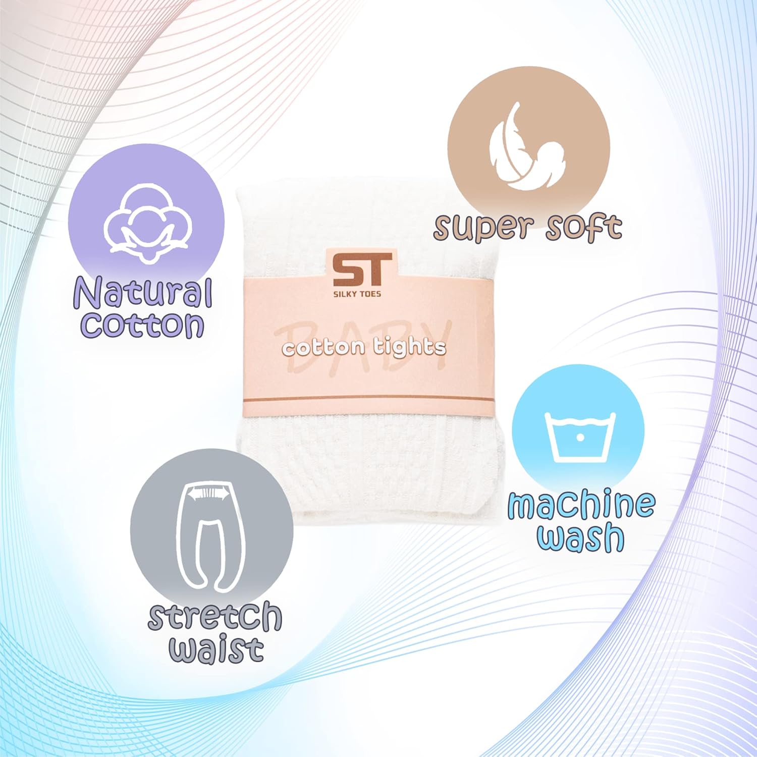 Silky Toes Luxurious Cotton Tights for Baby Girls 1 Pk Cable Knit Winter Footed Leggings