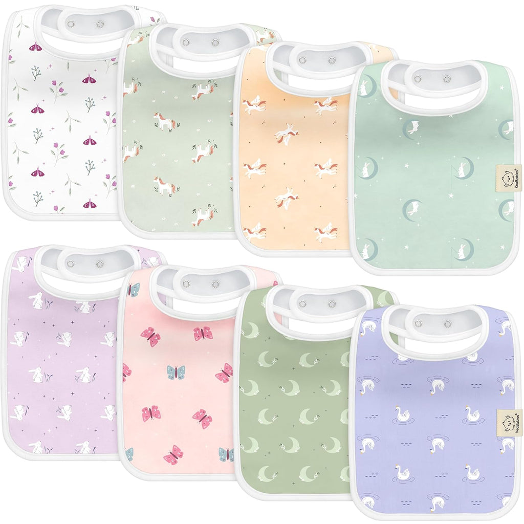 KeaBabies 8-Pack Organic Baby Bibs for Boys, Girls - Super Absorbent Cotton Drool Bibs for Baby Girl & Boy, Teething Toddler, Drooling Newborn, Ultra Soft & Machine Washable (Lunaris)
